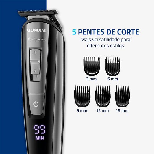 Aparador de Pelos Mondial Pratic Groom com 5 Pentes BG-09