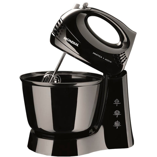 Batedeira Portátil Mondial Prática B-44B 3 Velocidades 400W Tigela 3,6L