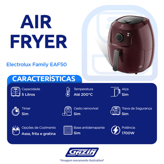 Fritadeira Elétrica AirFryer Electrolux Family Efficient 6,5L 1700W EAF50