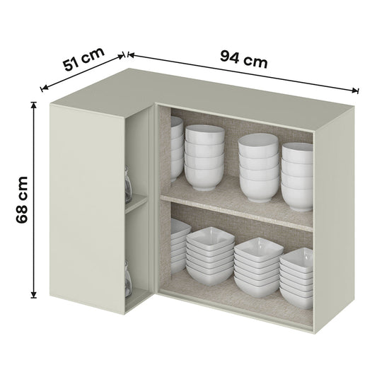 Armário Aéreo de Canto 01 Porta MDF Fineze Henn