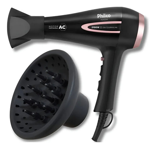 Secador De Cabelo Profissional Philco 2100w Íon Com Difusor