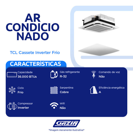 Ar-Condicionado Split Cassete Inverter 36.000 BTUs TCL Frio
